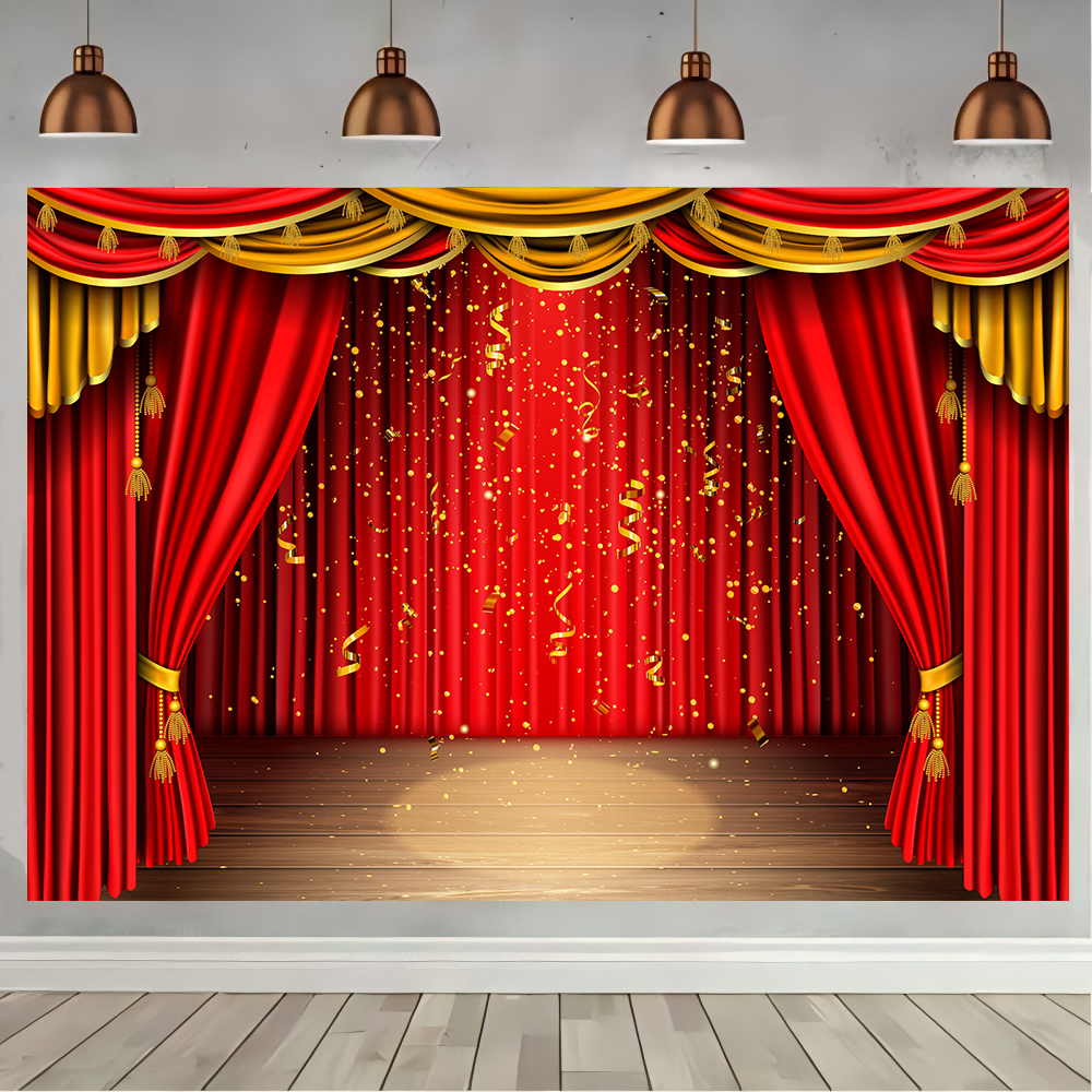 Photography Lighting And Backdrop - Red Theater Curtain Party Backdrop Stage