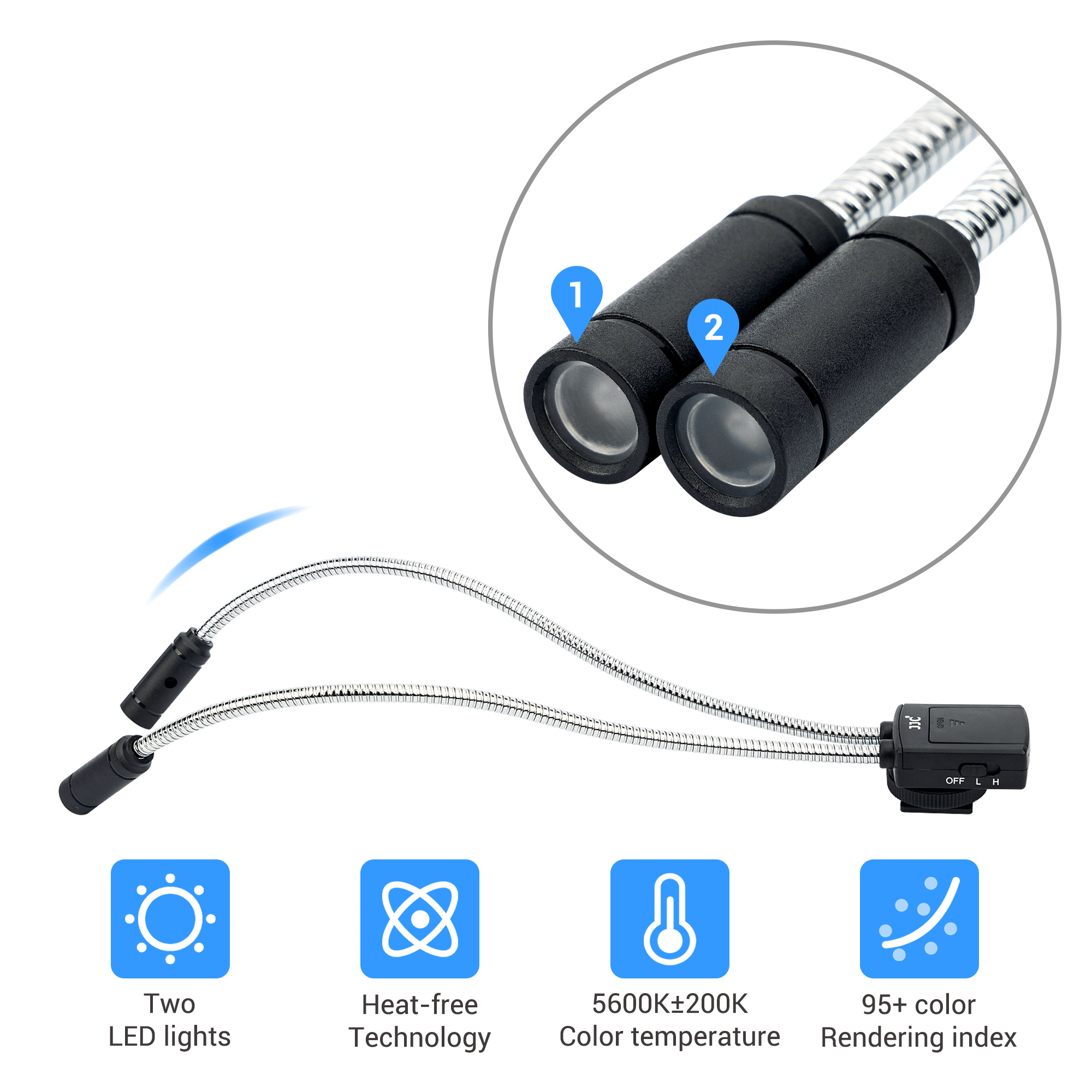 JJC Macro Arm Light LED Lamps  - مراجعة Flower Photography Led Lighting Pack وسعره
