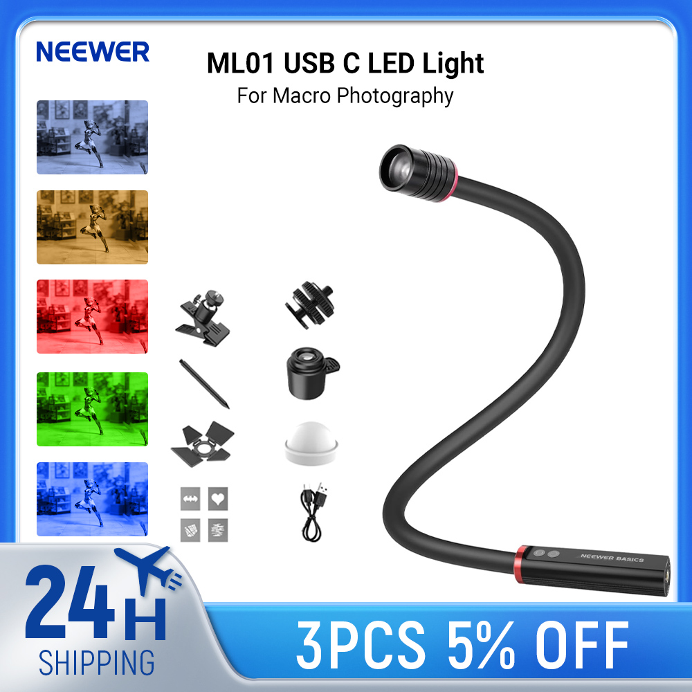 NEEWER Basics ML01 USB C LED L - مراجعة Flower Photography Led Lighting Pack وسعره