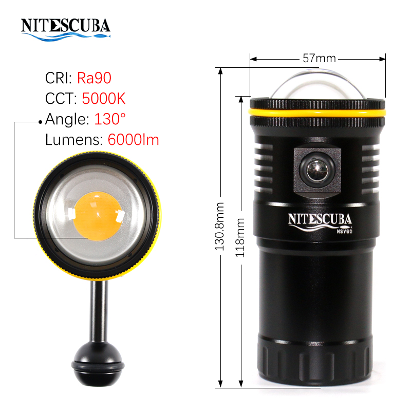 Nitescuba NSV60 LED Diving Vid - مراجعة Photography Lighting Angles وسعره