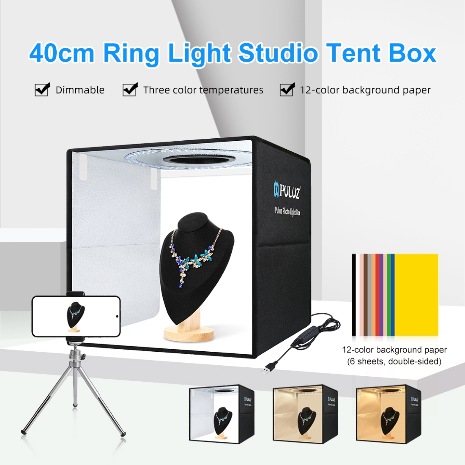 PULUZ 40cm Folding Portable Ri - مراجعة Photography Lighting Styles وسعره
