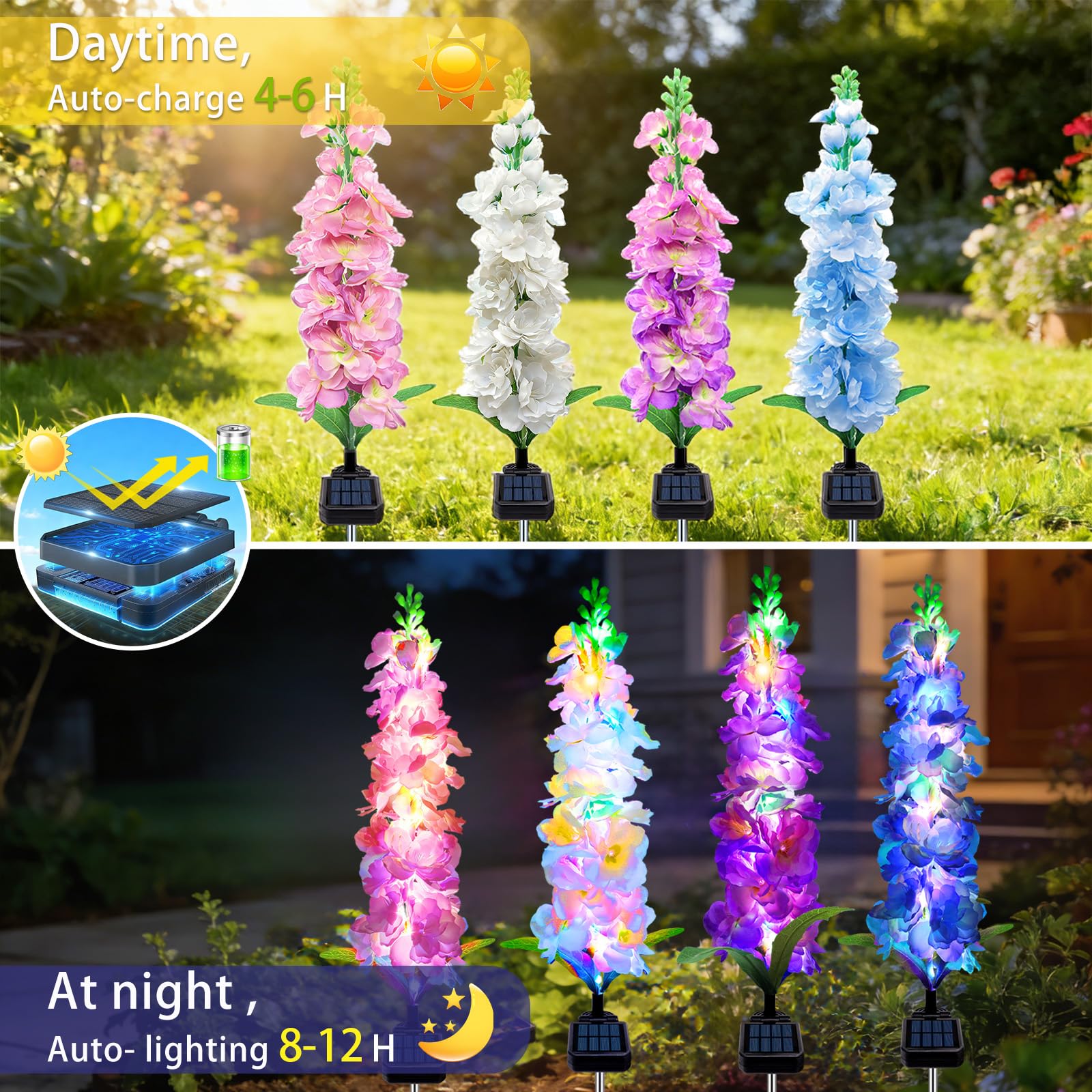 Solar Garden Lights, Solar Del - مراجعة Flower Photography Led Lighting Pack وسعره