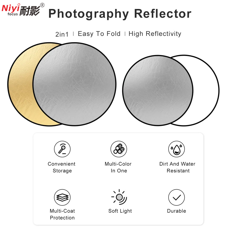 2in1 Round Portable Reflector  - مراجعة Photography Lighting Reflector وسعره