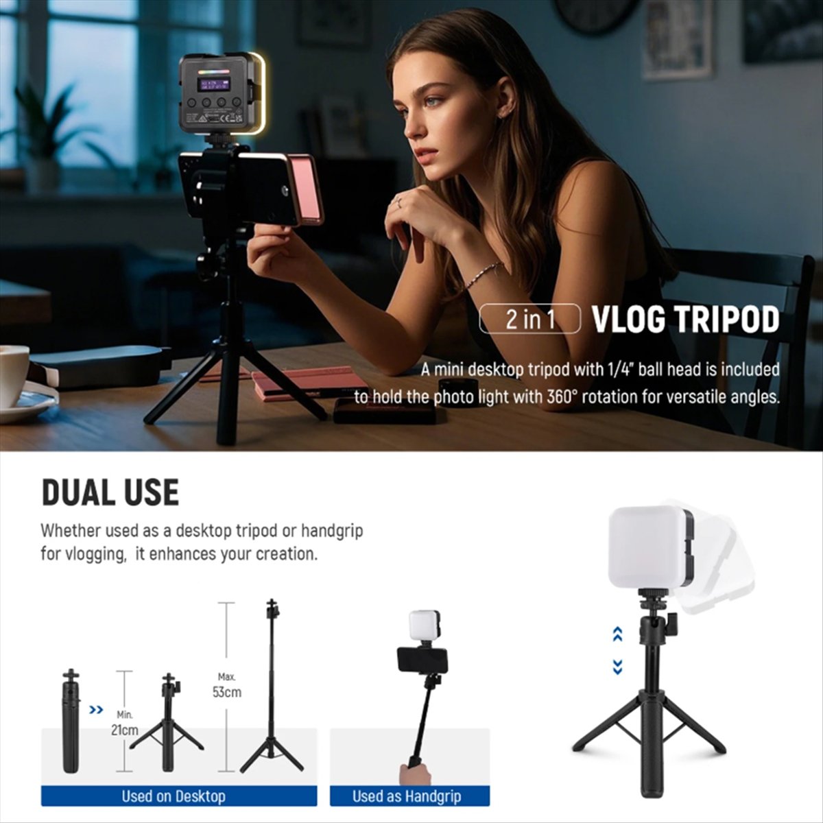 Top Magnetic RGB Video Light w - مراجعة Photography Lighting App وسعره