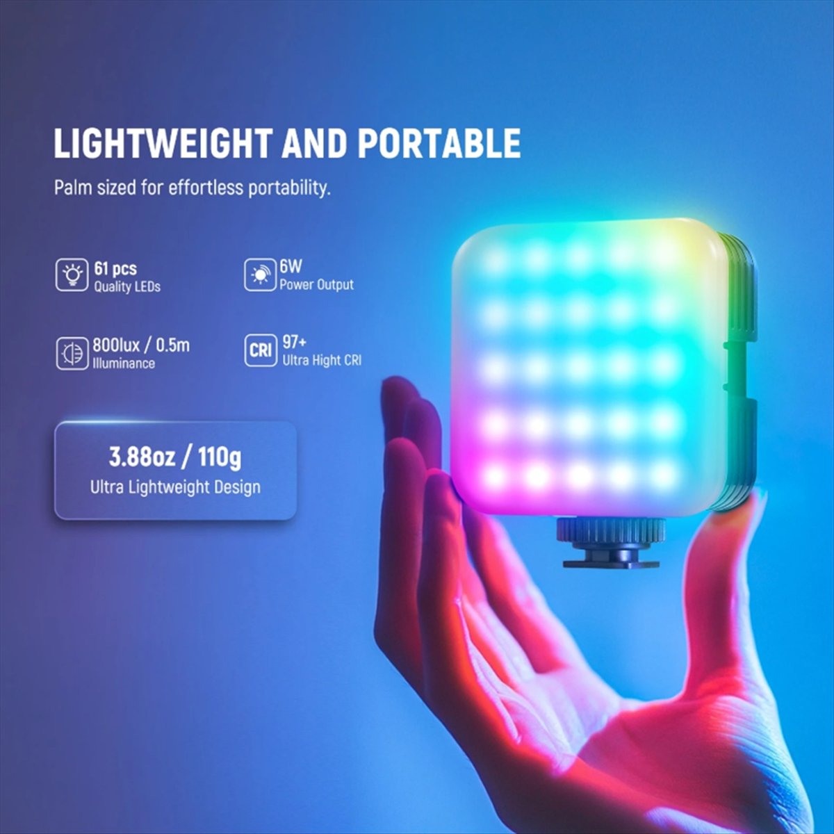 Top Magnetic RGB Video Light w - مراجعة Photography Lighting App وسعره