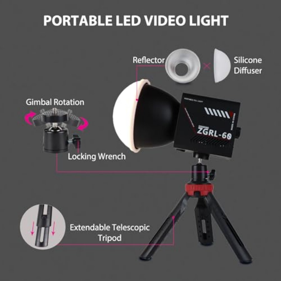 60W COB LED Video Light Handhe - مراجعة Photography Lighting For Studio وسعره