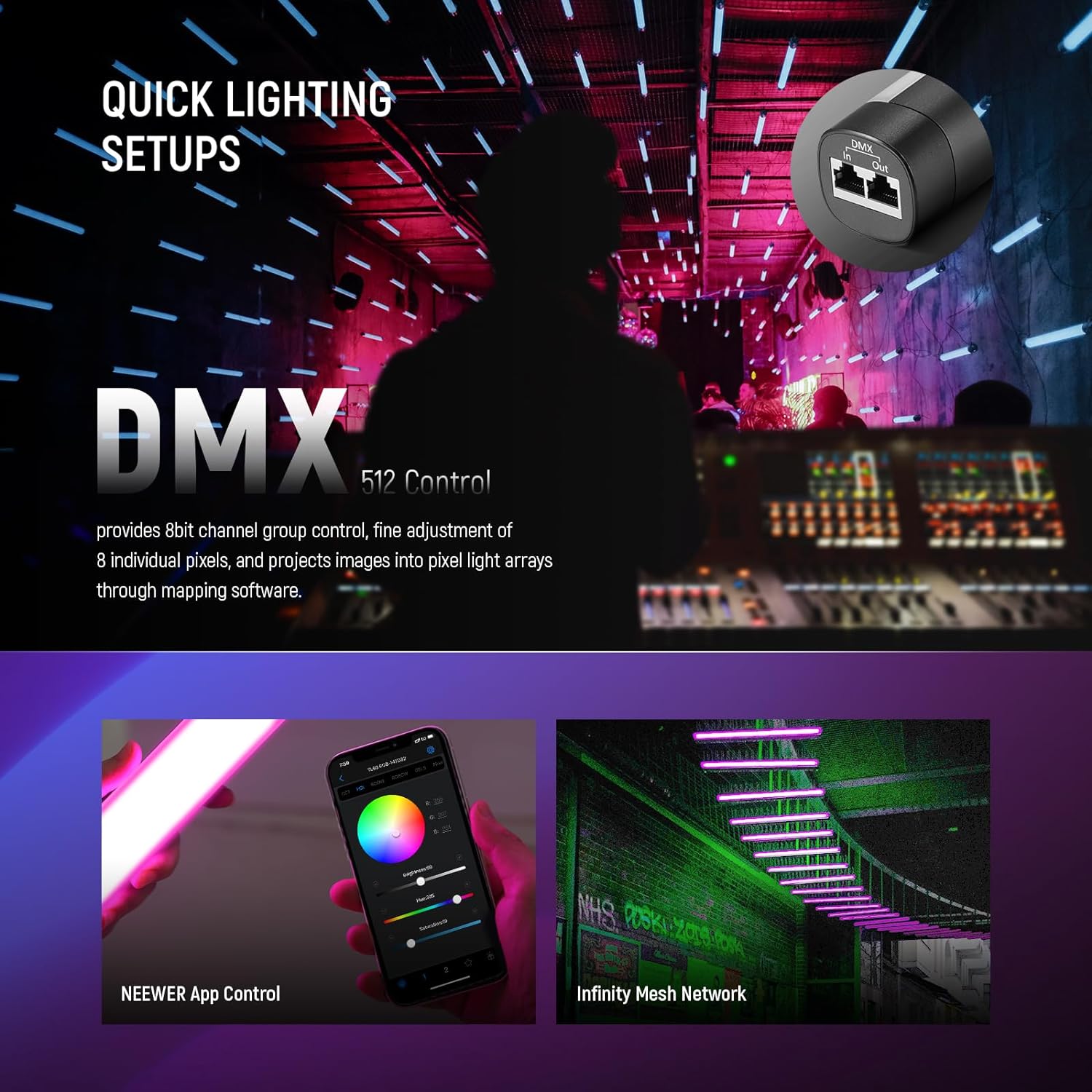 NEEWER TL60 RGB Tube Light, Fu - مراجعة Photography Lighting App وسعره