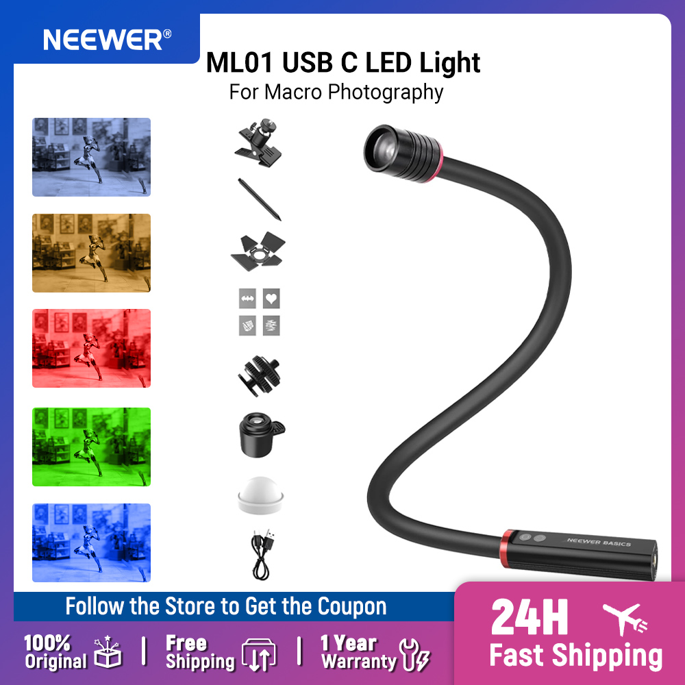 NEEWER Basics ML01 USB C LED L - مراجعة Flower Photography Led Lighting Pack وسعره