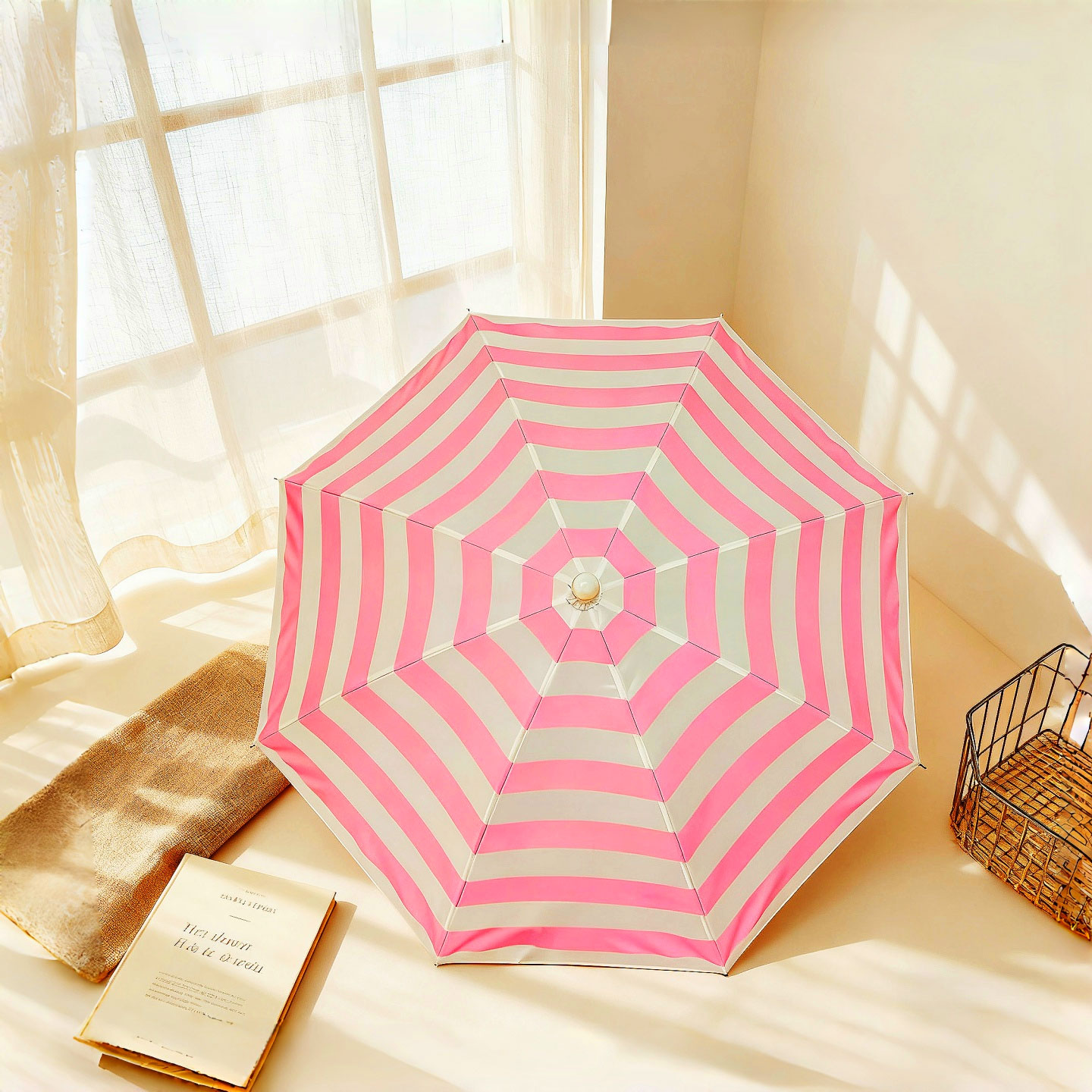 1pc Striped pink umbrella germ - مراجعة Diy Photography Lighting Umbrella وسعره