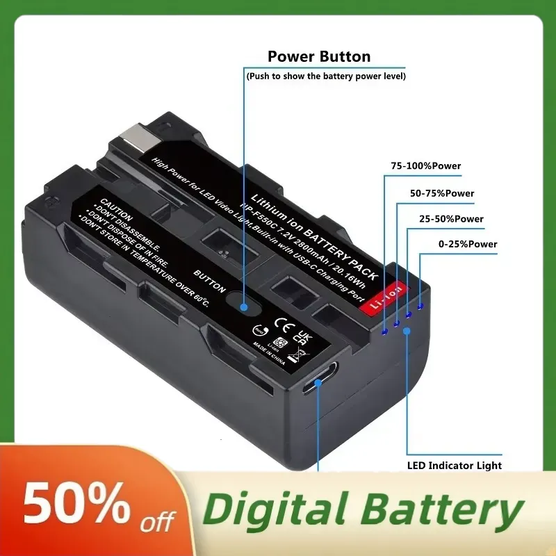 NP-F550C NP-F550 F570 Battery  - مراجعة Video Light Panel Led وسعره