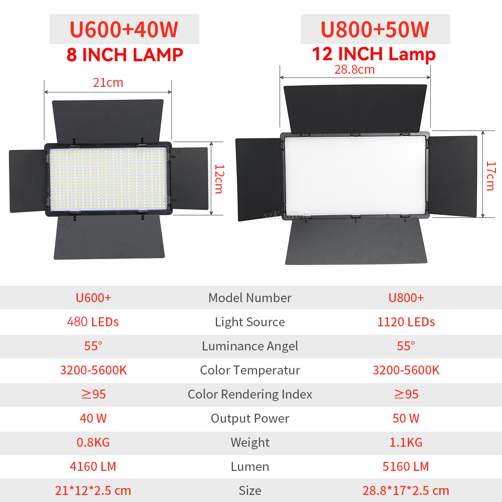 U800 U600 LED Photo Studio Vid - مراجعة Video Light Panel Led وسعره